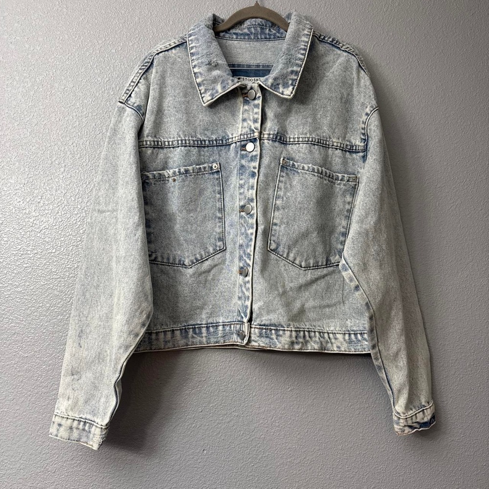 STOOSH Vintage Denim Light Wash Denim Jacket with a Relaxed Fit